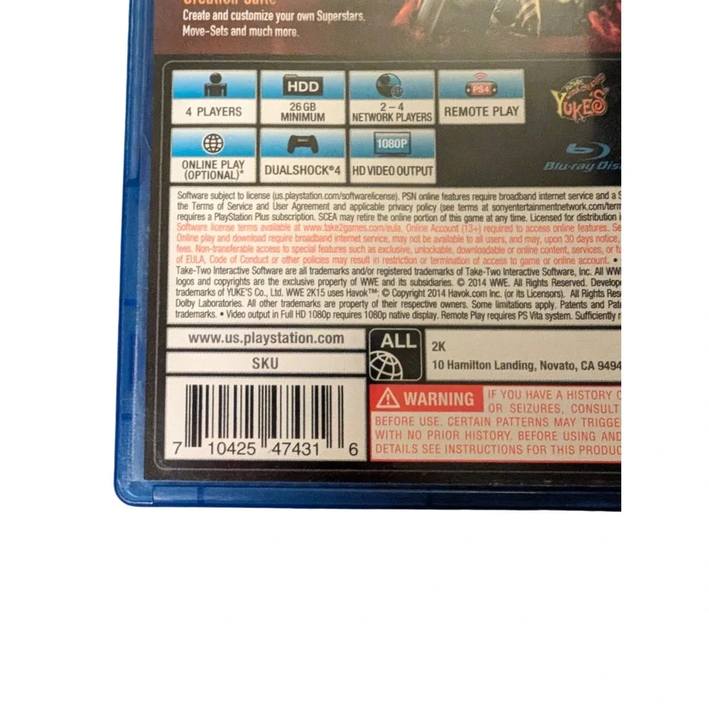 WWE 2K15 Sony PlayStation 4 PS4 Wrestling Game John Cena 2K Sports CIB
